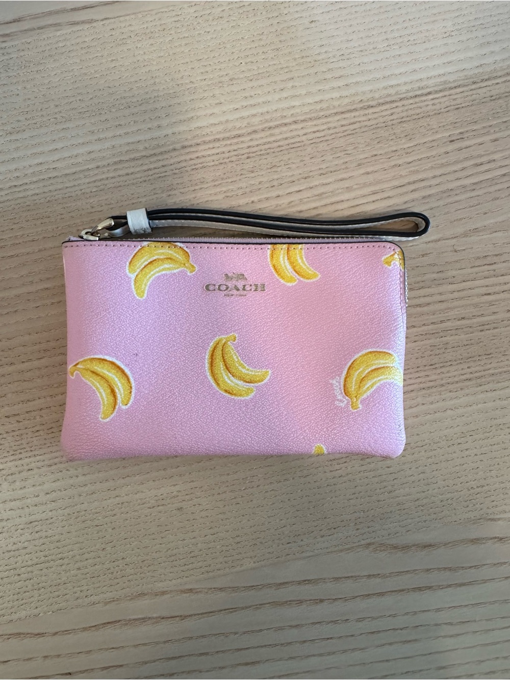 COACH Pink Banana Print Wristlet